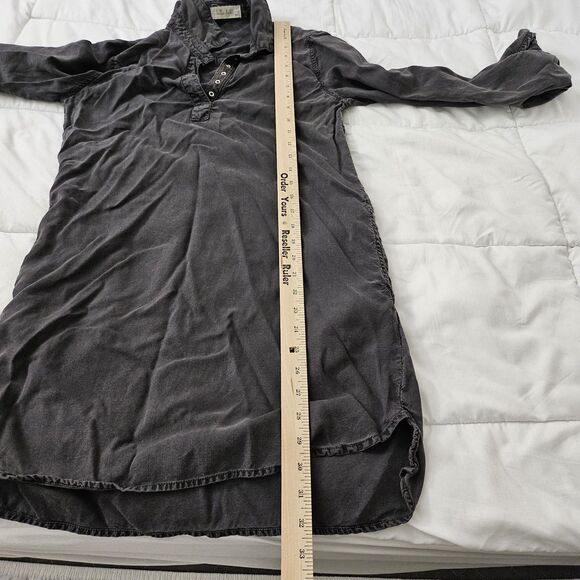 Bella Dahl Dress XS Black Chambray Tencel Roll Tab Coastal Casual Preppy Mini - Picture 10 of 10